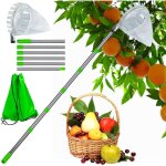 Cueilleur de fruits t�lescopique 2, 4m ? sac collecteur amovible, manche inox r�sistant, r�colte facile ...