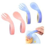 Cuill�res b�b� silicone, 4pcs couverts ergonomiques b�b�, cuill�re pour b�b�, couvert bebe?cuillere bebe ...