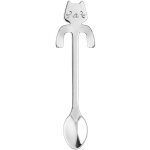 Cuill�re en inox argent� en forme de chat