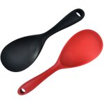 Cuill�re � riz silicone antiadh�sive, 2 pi�ces, rouge et noir