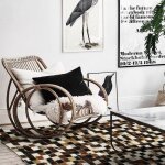 Thedecofactory - cuir - tapis salon en cuir recycl motif damier marron 160x230