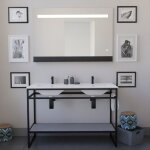 Cuisibane - ensemble structura 120 cm avec plan double vasque et miroir led etal - c�ramique - gris