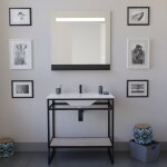 Ensemble structura 80 cm avec plan vasque et miroir led etal - céramique - bois Ensemble structura 80 cm avec plan vasque et miroir led etal - céramique - bois