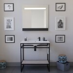 Ensemble structura 80 cm avec plan vasque et miroir led etal - rsine - bois