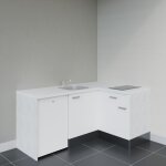 Cuisibane - kitchenette d'angle ka01l - pt lectromnager inclus - faade blanc - plan blanc - crdences ...