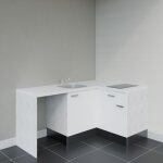 Kitchenette d'angle ka01l - pt avec plan de travail et vier faade blanc - plan blanc - evier