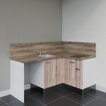 Kitchenette d'angle ka01l - pt avec plan de travail et évier - façade bois - plan bois - evier inox - ... Kitchenette d'angle ka01l - pt avec plan de travail et évier - façade bois - plan bois - evier inox - ...