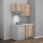 Kitchenette k01l - pt - 120 cm avec plan de travail et évier - façade bois - plan blanc - crédences non ... Kitchenette k01l - pt - 120 cm avec plan de travail et évier - façade bois - plan blanc - crédences non ...