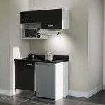 Kitchenette k02l - 120 cm avec plan monobloc, emplacement frigo, hotte et micro - ondes - noir - nero ... Kitchenette k02l - 120 cm avec plan monobloc, emplacement frigo, hotte et micro - ondes - noir - nero ...