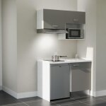 Cuisibane - kitchenette k02l - pt - 120 cm - plan stratifié, évier inox, - façade gris - plan blanc - ... Cuisibane - kitchenette k02l - pt - 120 cm - plan stratifié, évier inox, - façade gris - plan blanc - ...