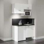 Kitchenette k02l - pt - 120 cm avec plan de travail et vier - emplacements frigo, hotte et micro - ondes ...