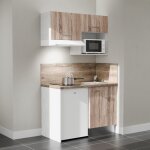 Kitchenette k02l - pt - 120 cm avec plan de travail et vier - emplacements frigo, hotte et micro - ondes ...