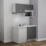 Kitchenette k02l - pt - 120 cm avec plan de travail et vier - faade gris - plan blanc - crdences non ...
