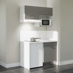 Kitchenette k02l - pt - 120 cm avec plan de travail et vier - faade gris - plan blanc - crdences oui ...