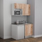 Kitchenette k07l - pt - 120 cm avec plan de travail et vier, emplacements frigo et micro - ondes - faade ...