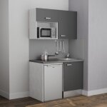 Kitchenette k07l - pt - 120 cm avec plan de travail et vier, emplacements frigo et micro - ondes - faade ...