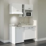 Kitchenette k13l - 140 cm - plan monobloc évier intégré snova - évier à droite - façades blanc + electroménage ... Kitchenette k13l - 140 cm - plan monobloc évier intégré snova - évier à droite - façades blanc + electroménage ...