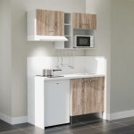 Cuisibane - kitchenette k13l - pt - 140 cm avec plan de travail et évier - façade bois - plan blanc - ... Cuisibane - kitchenette k13l - pt - 140 cm avec plan de travail et évier - façade bois - plan blanc - ...