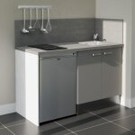 Kitchenette k17l - pt - 140 cm - plan stratifié, évier inox, - façade gris - plan gris béton - evier ... Kitchenette k17l - pt - 140 cm - plan stratifié, évier inox, - façade gris - plan gris béton - evier ...