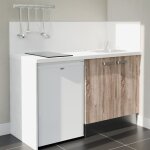 Kitchenette k17l - pt - 140 cm avec plan de travail et vier - faade bois - plan blanc - crdences oui ...