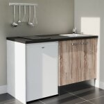 Cuisibane - kitchenette k17l - pt - 140 cm avec plan de travail et évier - façade bois - plan noir - ... Cuisibane - kitchenette k17l - pt - 140 cm avec plan de travail et évier - façade bois - plan noir - ...