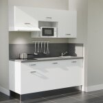 Kitchenette k30l - pt - 180 cm - plan stratifi, vier inox, - faade blanc - plan gris bton - evier ...