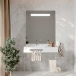 Lea 90 cm plan vasque dporte  gauche suspendu avec miroir led elgance ht105