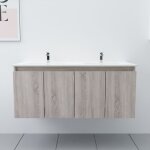 Meuble double vasque 120 cm proline - bois - plan vasque en cramique