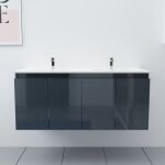 Meuble double vasque 120 cm proline - gris - plan vasque en cramique