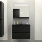 Meuble salle de bain pearl 80 cm avec miroir led etal - noir mat