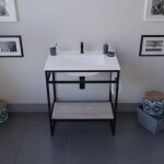 Meuble salle de bain structura 70 cm avec plan vasque - c�ramique - bois