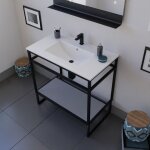 Meuble salle de bain structura 80 cm avec plan vasque - céramique - gris Meuble salle de bain structura 80 cm avec plan vasque - céramique - gris
