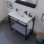 Meuble salle de bain structura 80 cm avec plan vasque - rsine - gris