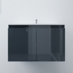 Meuble salle de bain suspendu 80 cm proline - gris - plan vasque en céramique Meuble salle de bain suspendu 80 cm proline - gris - plan vasque en céramique
