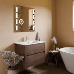 Cuisibane - meuble vasque suspendu alixia 70 cm + miroir excell plus