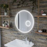 Cuisibane - miroir rond rondi plus 60 cm - eclairage led rglable, antibue, horloge et loupe