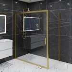 Paroi de douche d'angle porte coulissante + retour fixe goldy 160 cm x 90 cm Paroi de douche d'angle porte coulissante + retour fixe goldy 160 cm x 90 cm