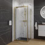 Paroi de douche d'angle porte pivotante + retour fixe goldy 80 cm x 80 cm