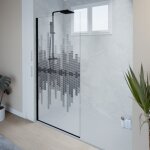 Cuisibane - paroi de douche fixe 100 cm x 200 cm motif manhattan - verre 8 mm Cuisibane - paroi de douche fixe 100 cm x 200 cm motif manhattan - verre 8 mm