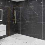 Cuisibane ? paroi de douche fixe dor�e 100 cm x 200 cm ? verre tremp� 8 mm anticalcaire ? profil� alu ...