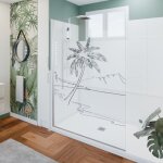 Cuisibane - paroi de douche verre transparent avec dessin mer et palmier palma 140 cm Cuisibane - paroi de douche verre transparent avec dessin mer et palmier palma 140 cm