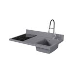 Plan de travail monobloc planiquartz avec �vier - 100 cm - cromo - �vier � droite - plaque de cuisson ...