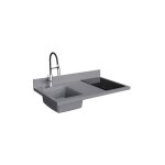 Plan de travail monobloc planiquartz avec évier - 100 cm - cromo - évier à gauche - plaque de cuisson ... Plan de travail monobloc planiquartz avec évier - 100 cm - cromo - évier à gauche - plaque de cuisson ...