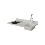 Plan de travail monobloc planiquartz avec évier - 120 cm - snova - évier à droite - plaque de cuisson ... Plan de travail monobloc planiquartz avec évier - 120 cm - snova - évier à droite - plaque de cuisson ...