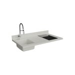 Plan de travail monobloc planiquartz avec vier - 120 cm - snova - vier  gauche - plaque de cuisson ...