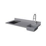 Plan de travail monobloc planiquartz avec vier - 140 cm - cromo - vier  droite - plaque de cuisson ...