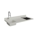 Plan de travail monobloc planiquartz avec vier - 140 cm - snova - vier  gauche - plaque de cuisson ...