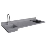 Plan de travail monobloc planiquartz avec �vier - 180 cm - cromo - �vier � gauche - plaque de cuisson ...