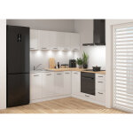 Cuisine d'angle compl�te 200x200 cm, meubles de cuisine modulables coloris blanc / craie brillant, plan ...