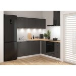 Cuisine d'angle compl�te 200x200 cm, meubles de cuisine modulables coloris gris graphite / blanc, plan ...